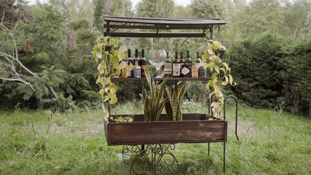 De drankkar in de tuin
